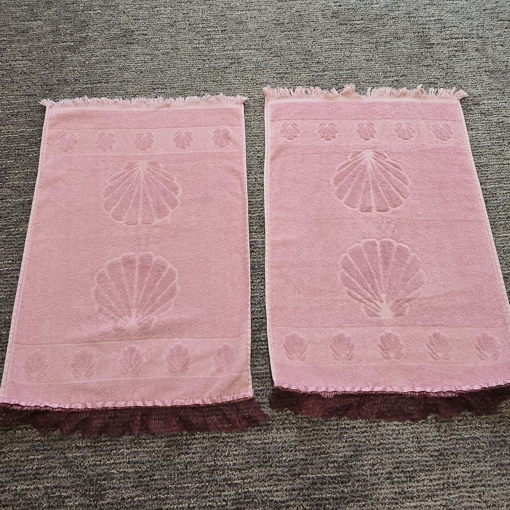 VTG Cannon‎ Large Hand Towel Sea Shell Pink Cotton